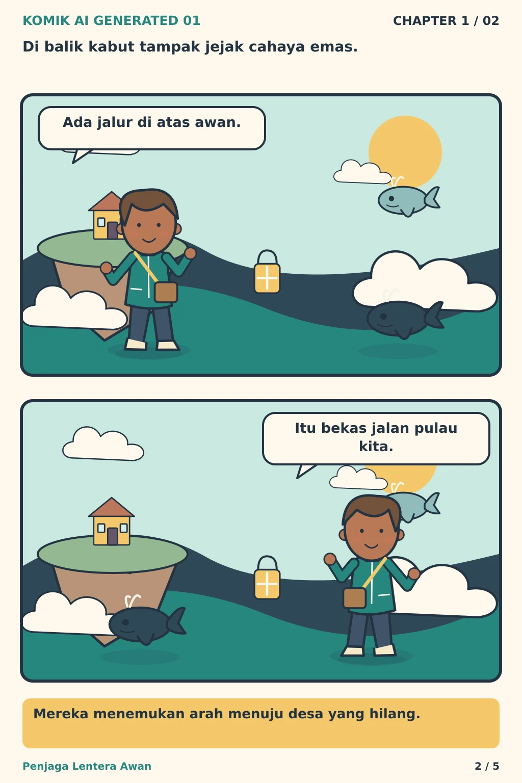Komik AI Generated 1 Chapter 1 halaman 2 - ilustrasi komik sederhana