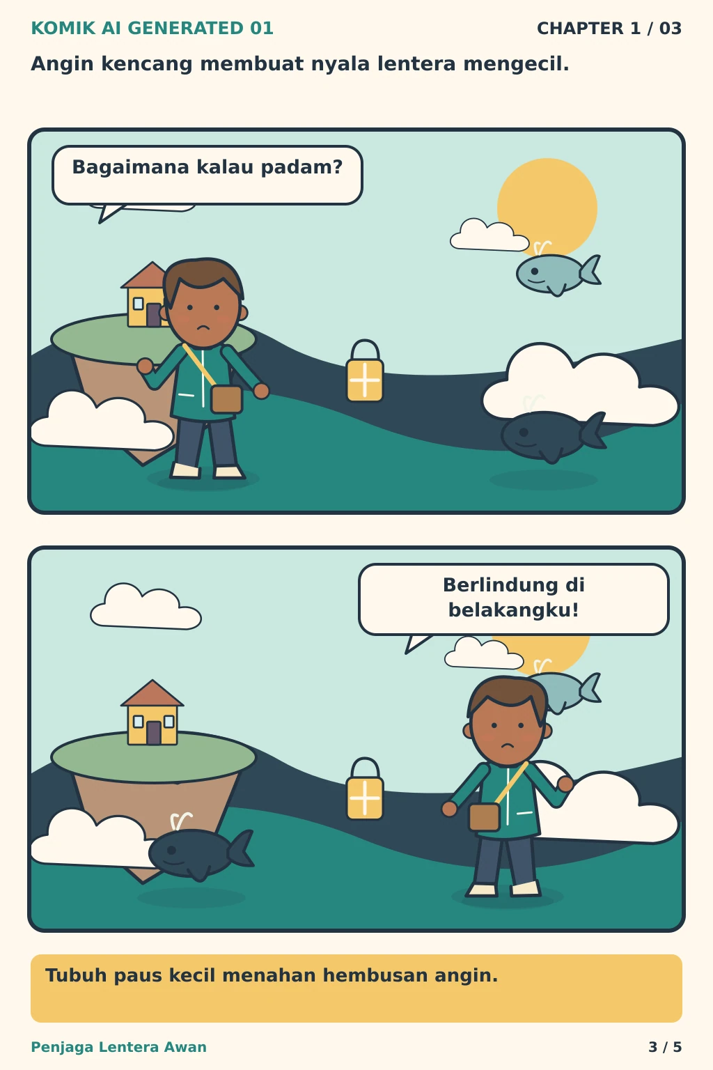 Komik AI Generated 1 Chapter 1 halaman 3 - ilustrasi komik sederhana