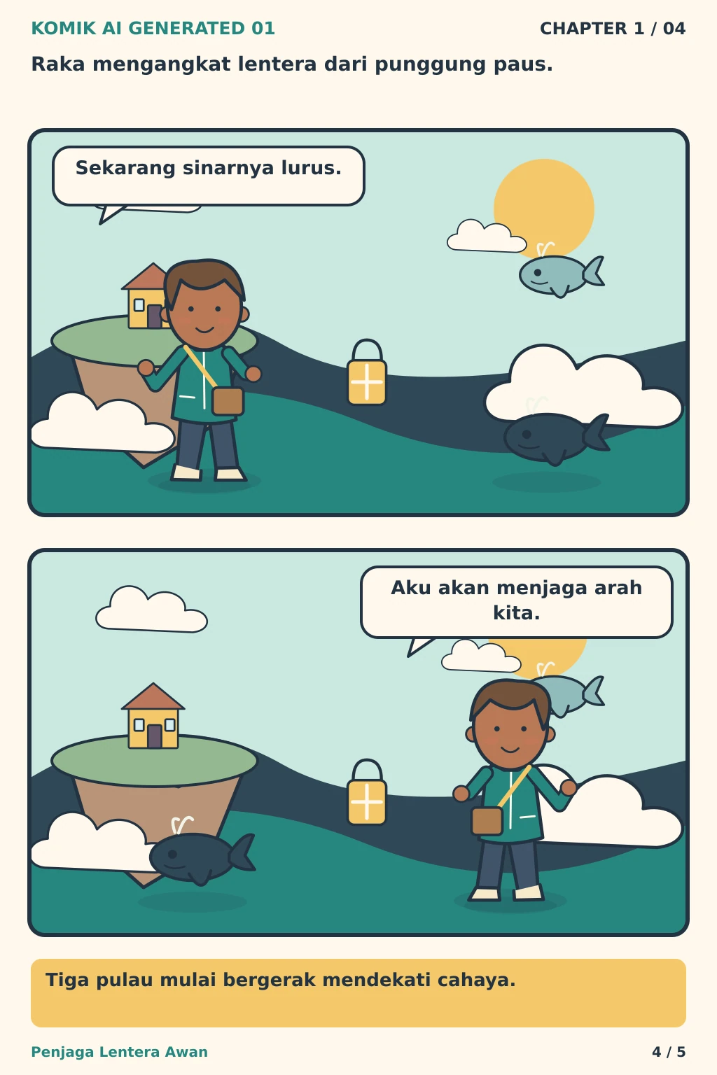 Komik AI Generated 1 Chapter 1 halaman 4 - ilustrasi komik sederhana