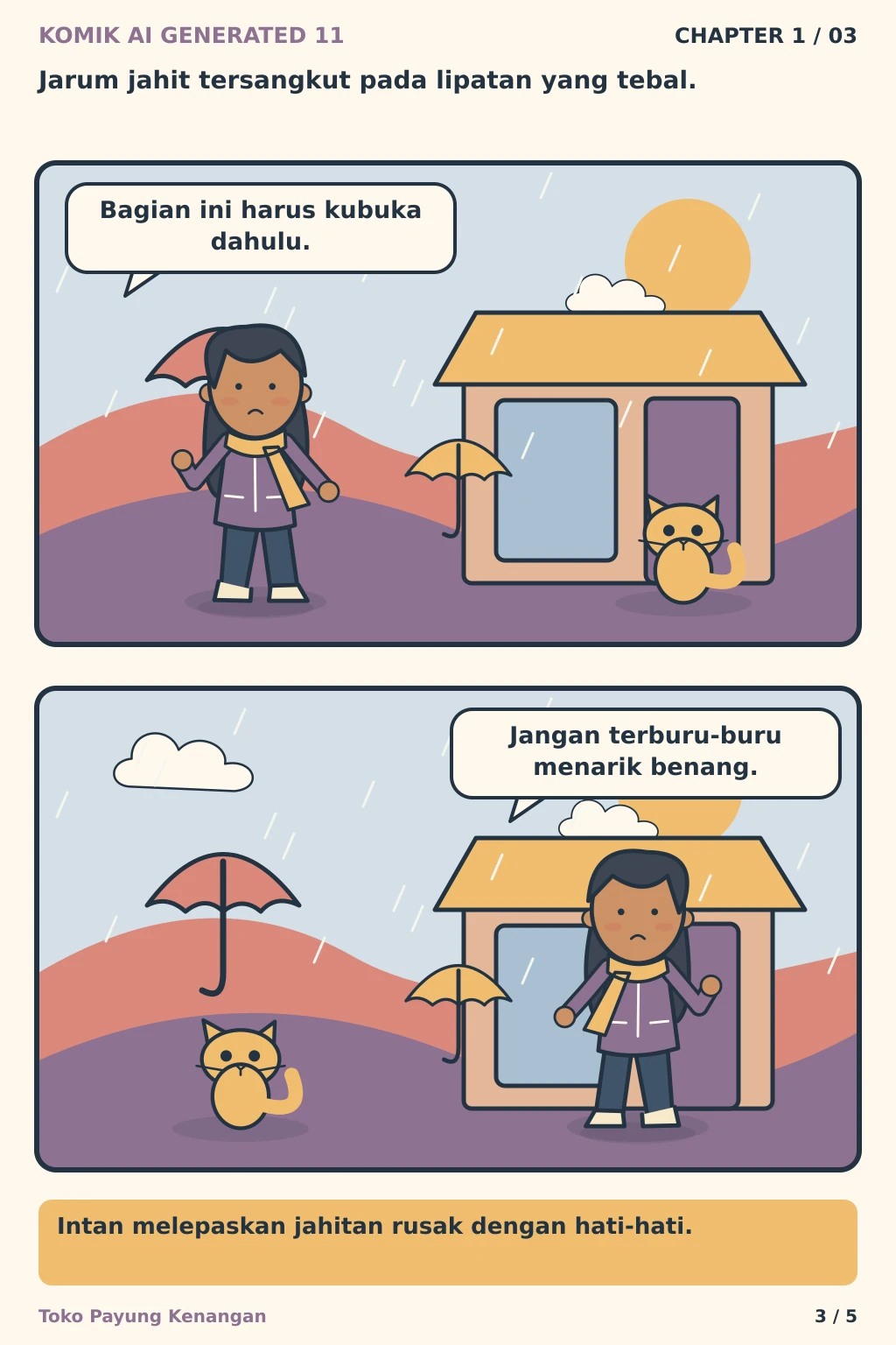 Komik AI Generated 11 Chapter 1 halaman 3 - ilustrasi komik sederhana