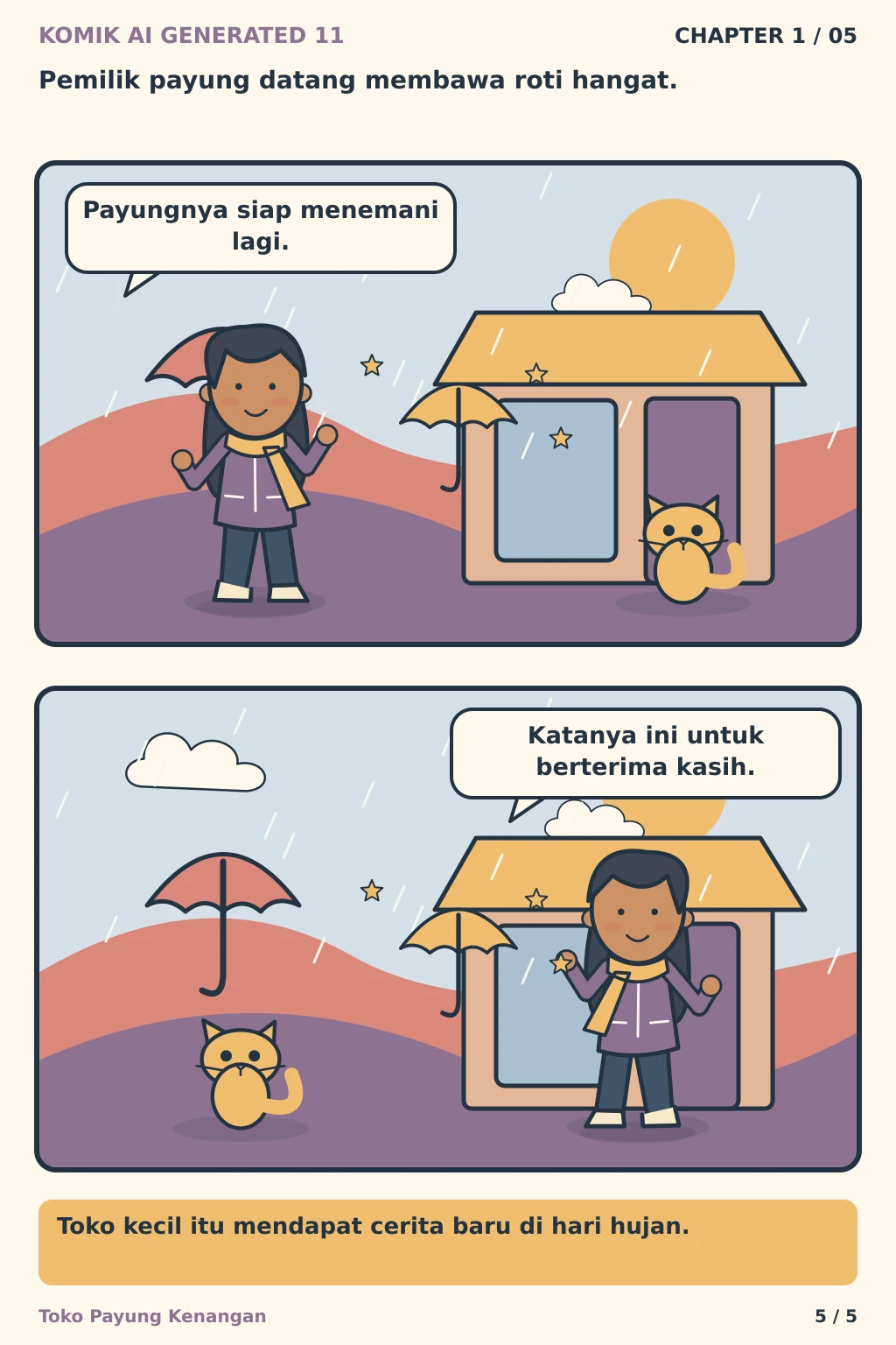 Komik AI Generated 11 Chapter 1 halaman 5 - ilustrasi komik sederhana