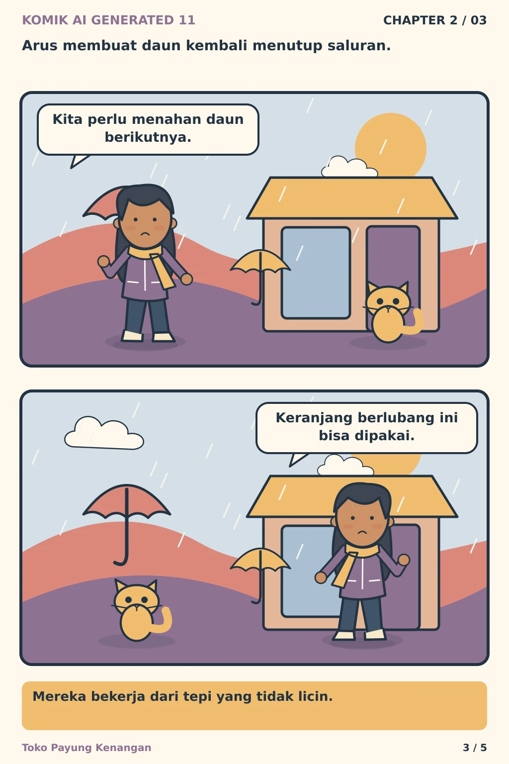 Komik AI Generated 11 Chapter 2 halaman 3 - ilustrasi komik sederhana