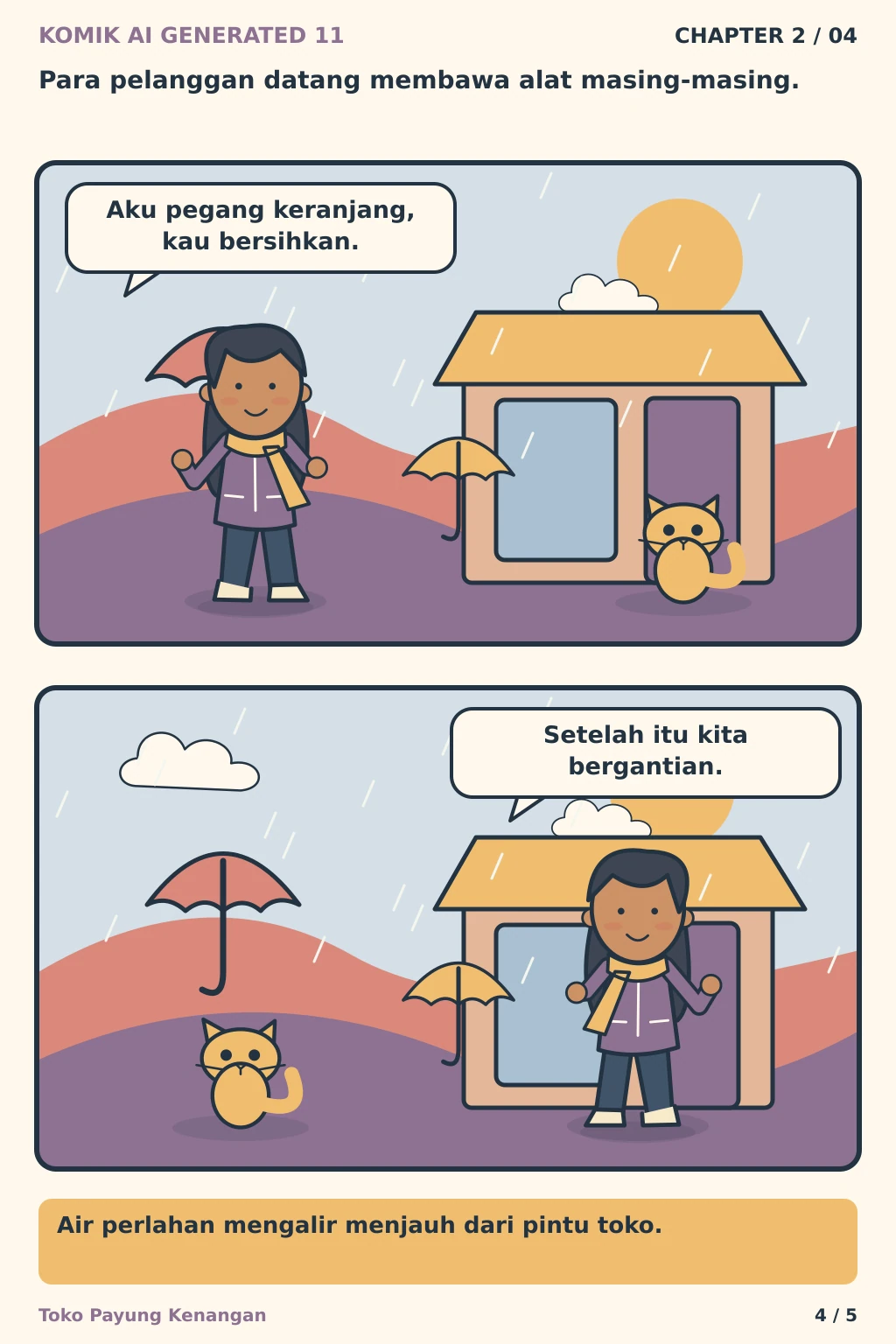 Komik AI Generated 11 Chapter 2 halaman 4 - ilustrasi komik sederhana