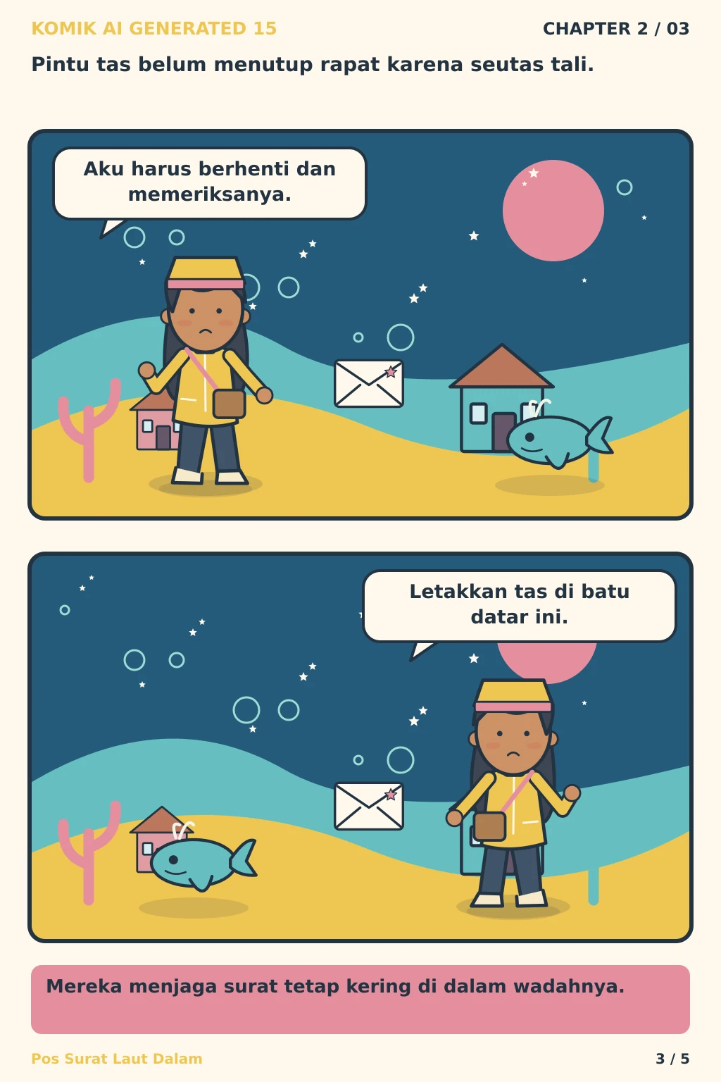 Komik AI Generated 15 Chapter 2 halaman 3 - ilustrasi komik sederhana