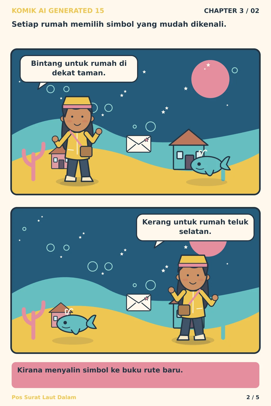 Komik AI Generated 15 Chapter 3 halaman 2 - ilustrasi komik sederhana