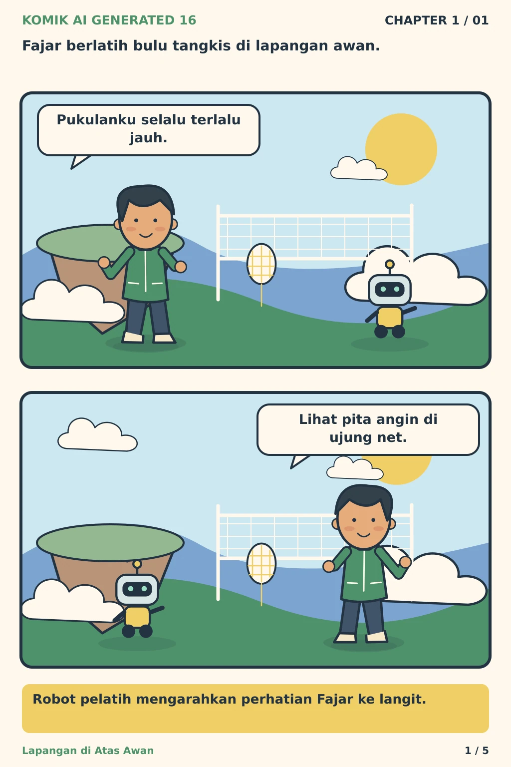 Komik AI Generated 16 Chapter 1 halaman 1 - ilustrasi komik sederhana