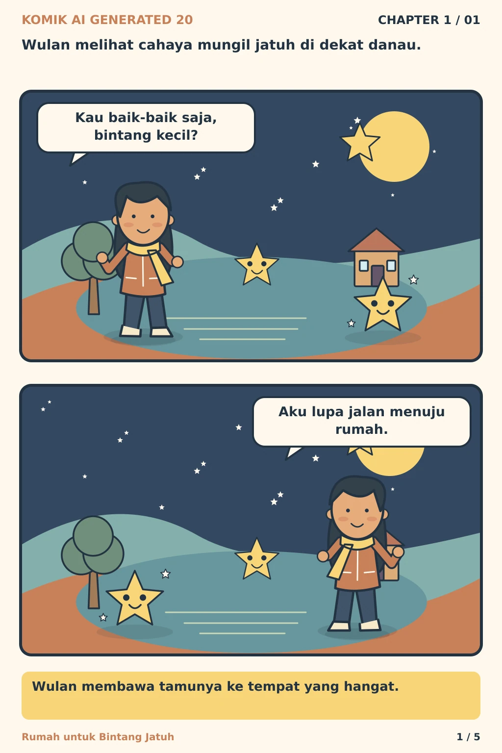 Komik AI Generated 20 Chapter 1 halaman 1 - ilustrasi komik sederhana