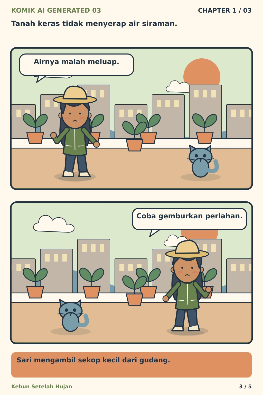 Komik AI Generated 3 Chapter 1 halaman 3 - ilustrasi komik sederhana
