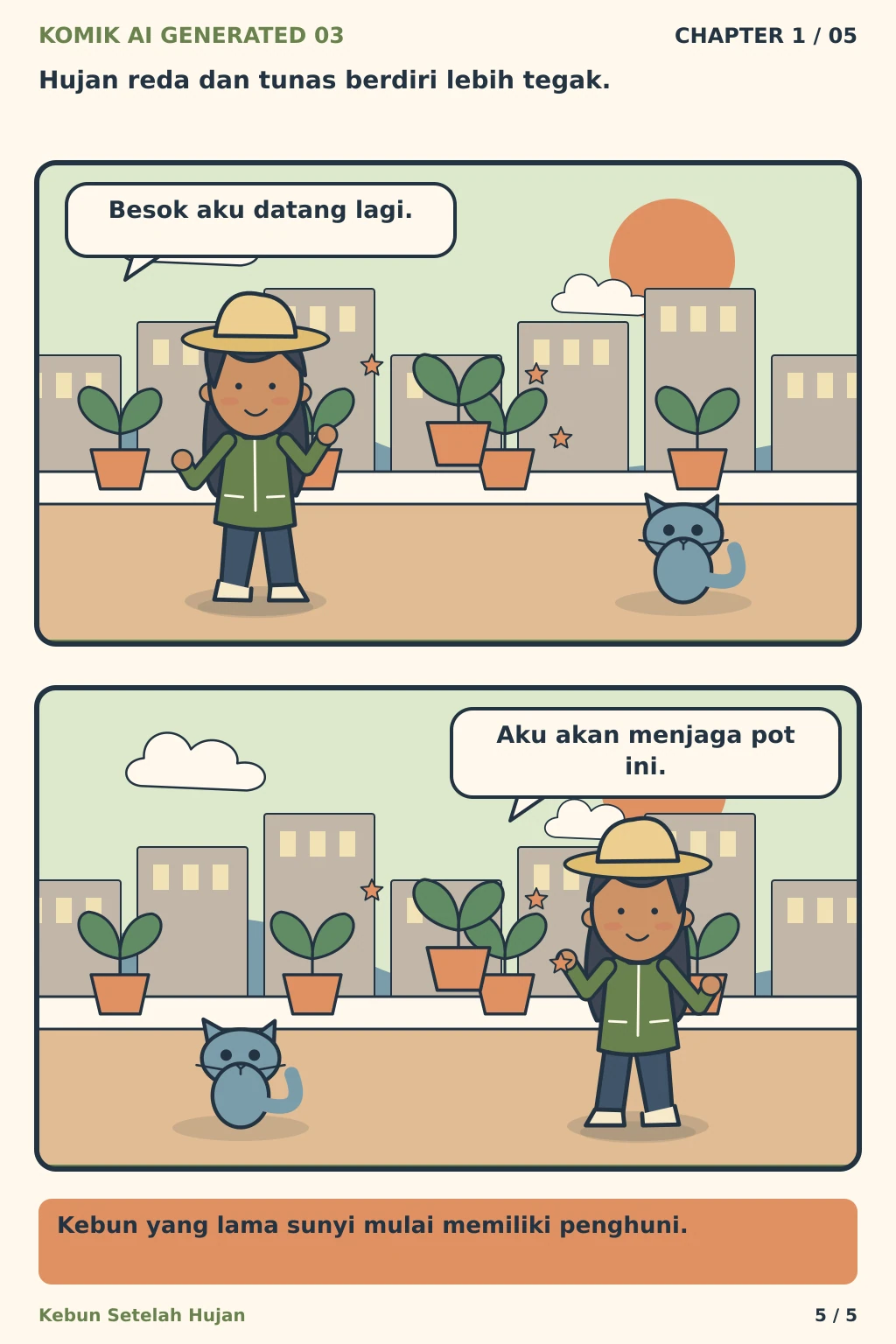 Komik AI Generated 3 Chapter 1 halaman 5 - ilustrasi komik sederhana