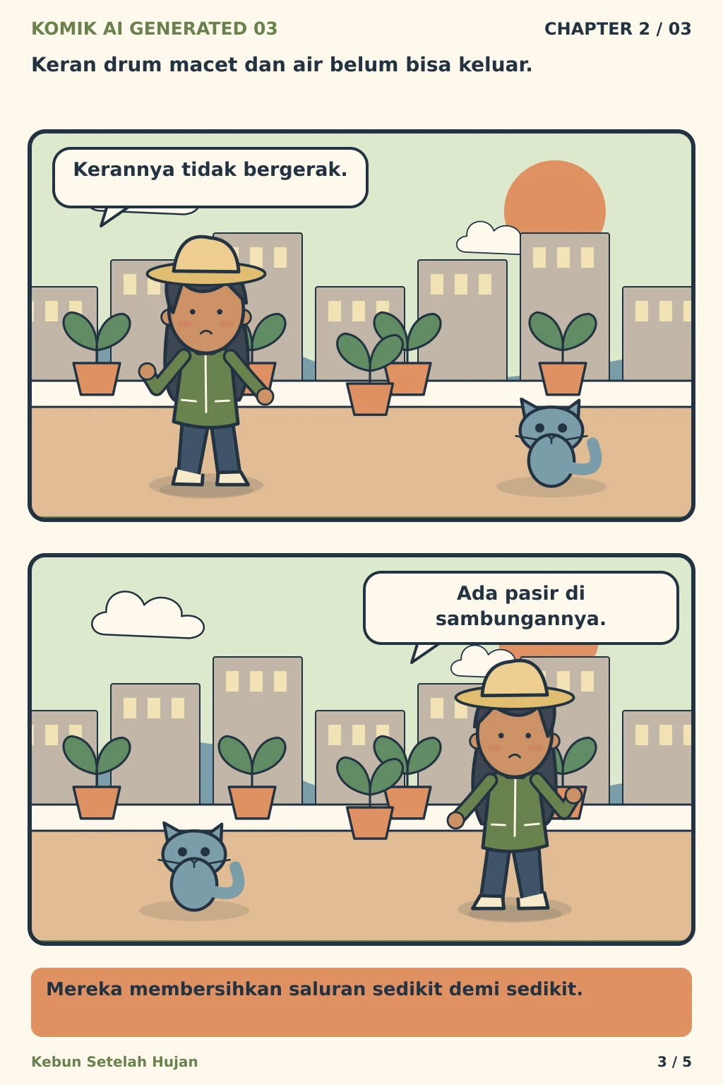 Komik AI Generated 3 Chapter 2 halaman 3 - ilustrasi komik sederhana