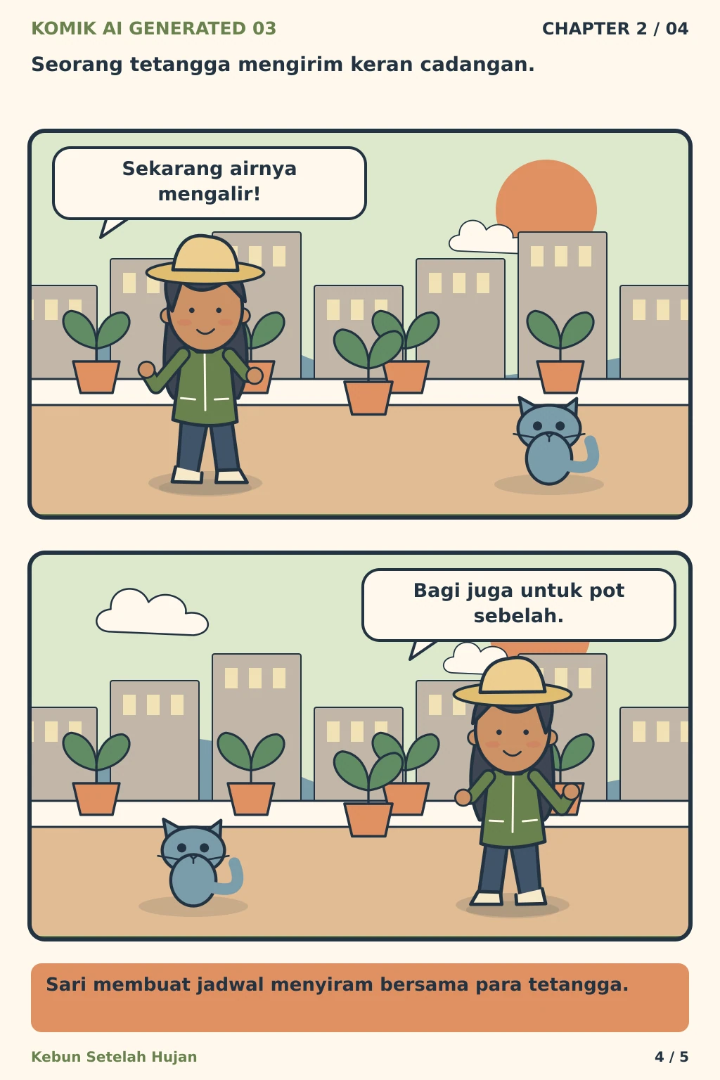 Komik AI Generated 3 Chapter 2 halaman 4 - ilustrasi komik sederhana