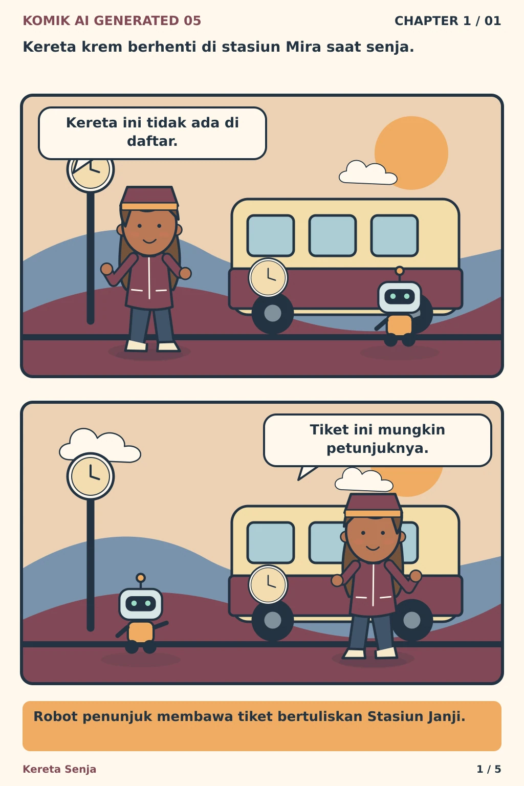 Komik AI Generated 5 Chapter 1 halaman 1 - ilustrasi komik sederhana
