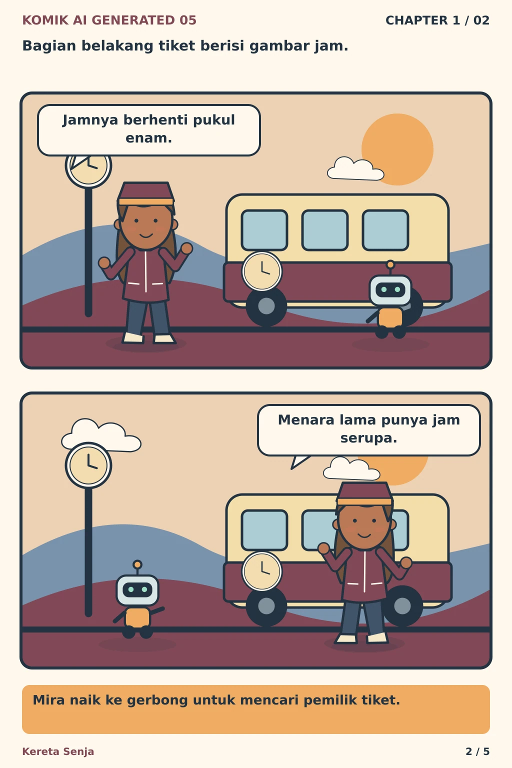 Komik AI Generated 5 Chapter 1 halaman 2 - ilustrasi komik sederhana