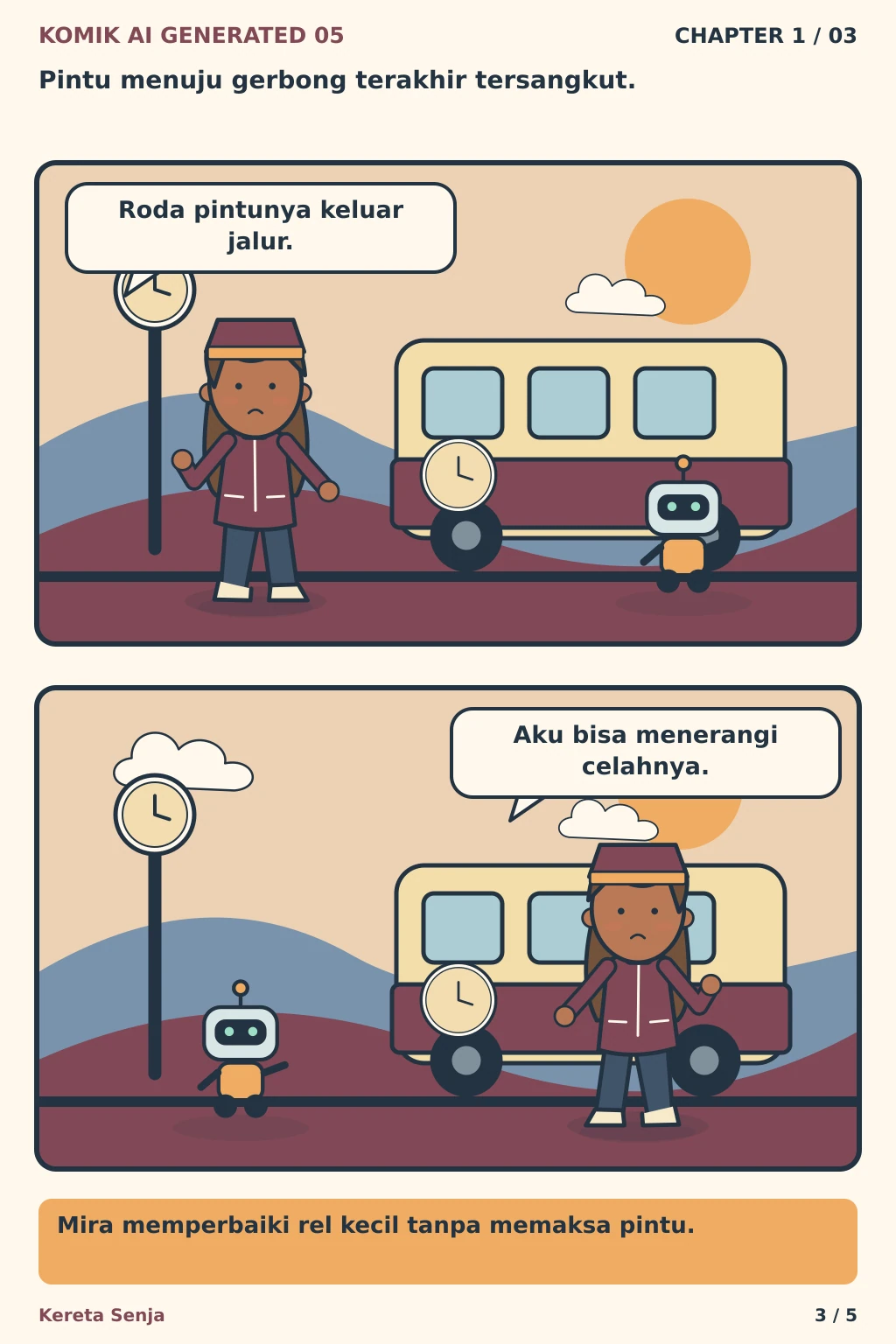 Komik AI Generated 5 Chapter 1 halaman 3 - ilustrasi komik sederhana