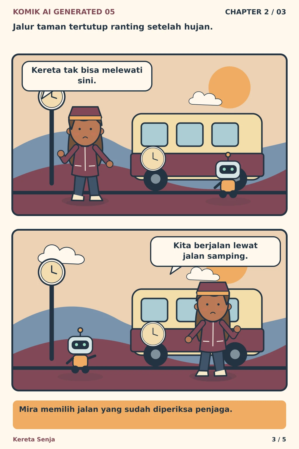 Komik AI Generated 5 Chapter 2 halaman 3 - ilustrasi komik sederhana