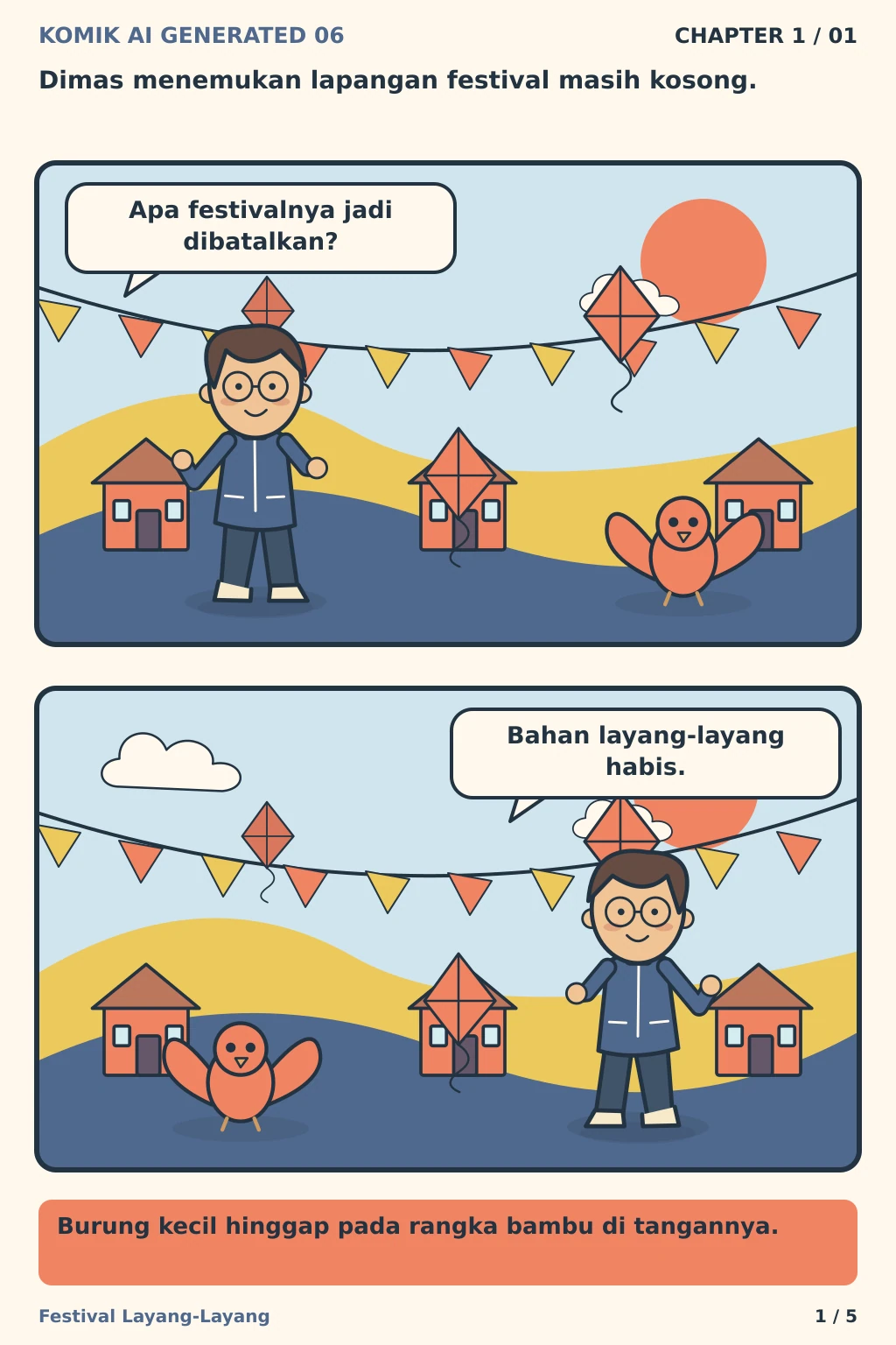 Komik AI Generated 6 Chapter 1 halaman 1 - ilustrasi komik sederhana
