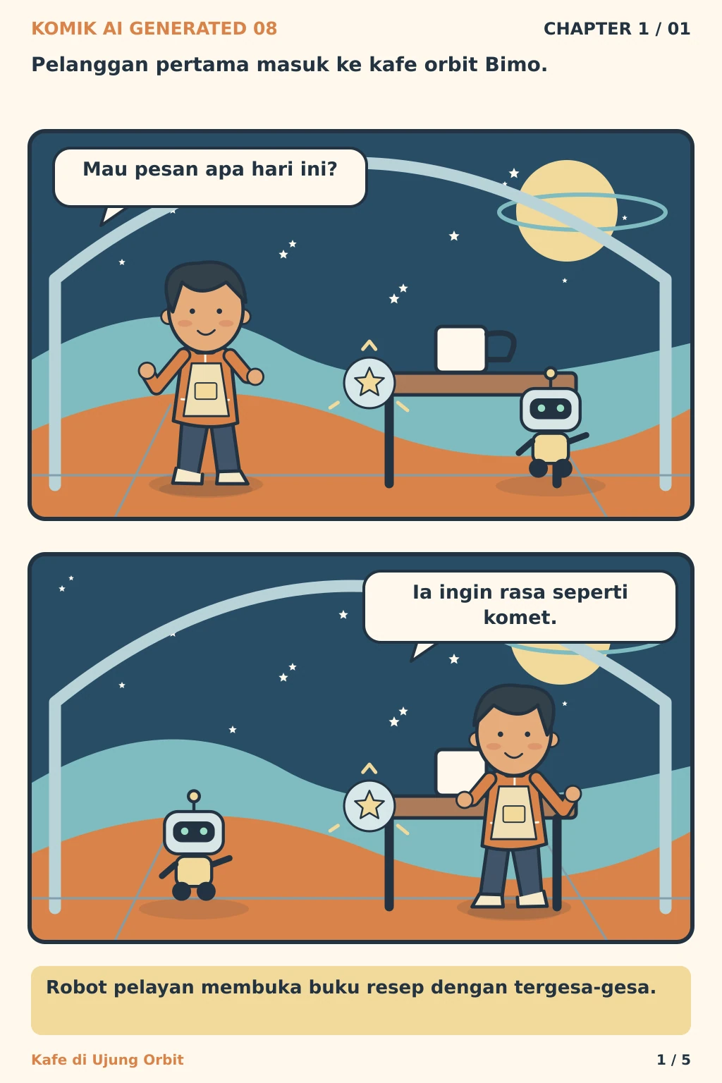 Komik AI Generated 8 Chapter 1 halaman 1 - ilustrasi komik sederhana