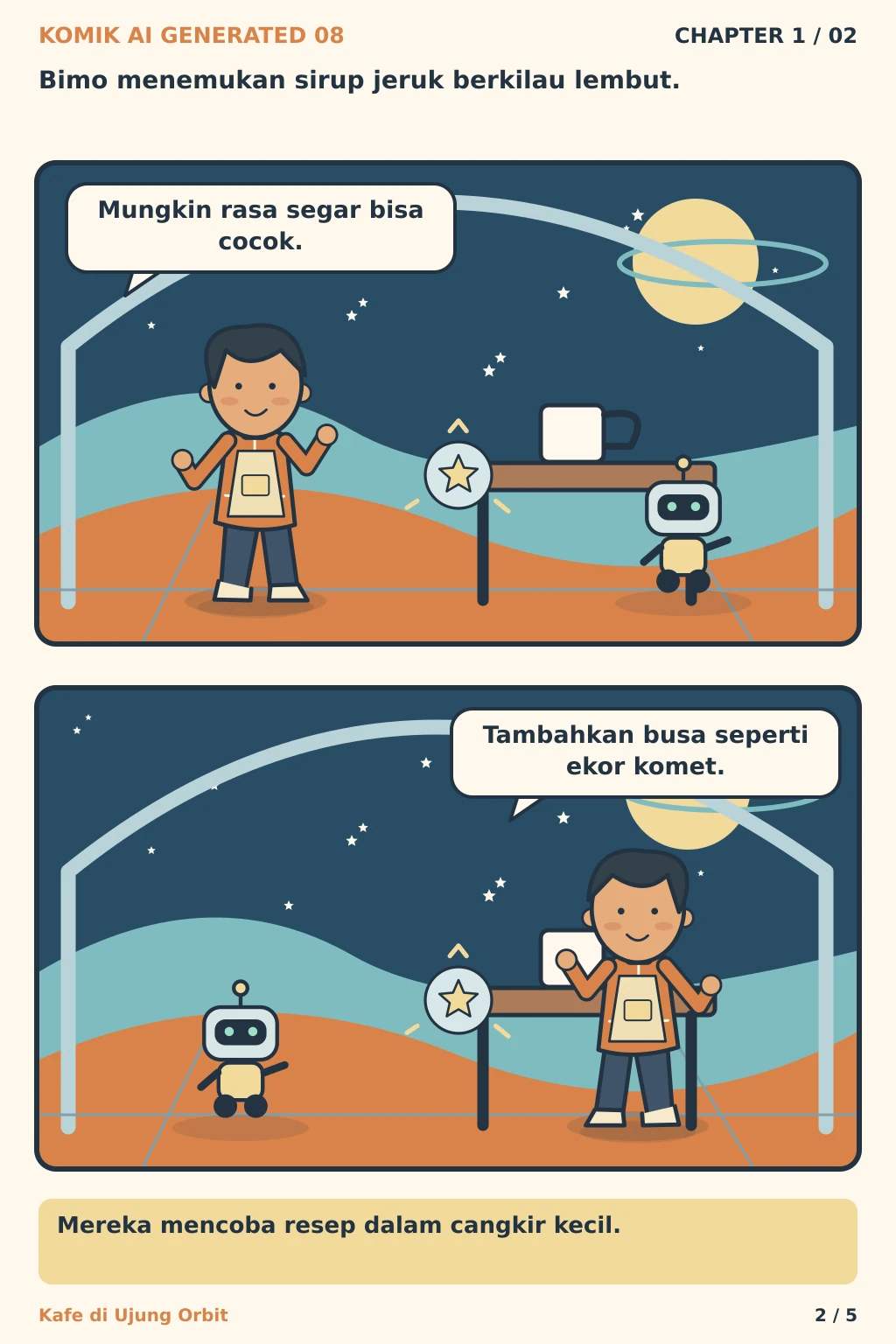 Komik AI Generated 8 Chapter 1 halaman 2 - ilustrasi komik sederhana