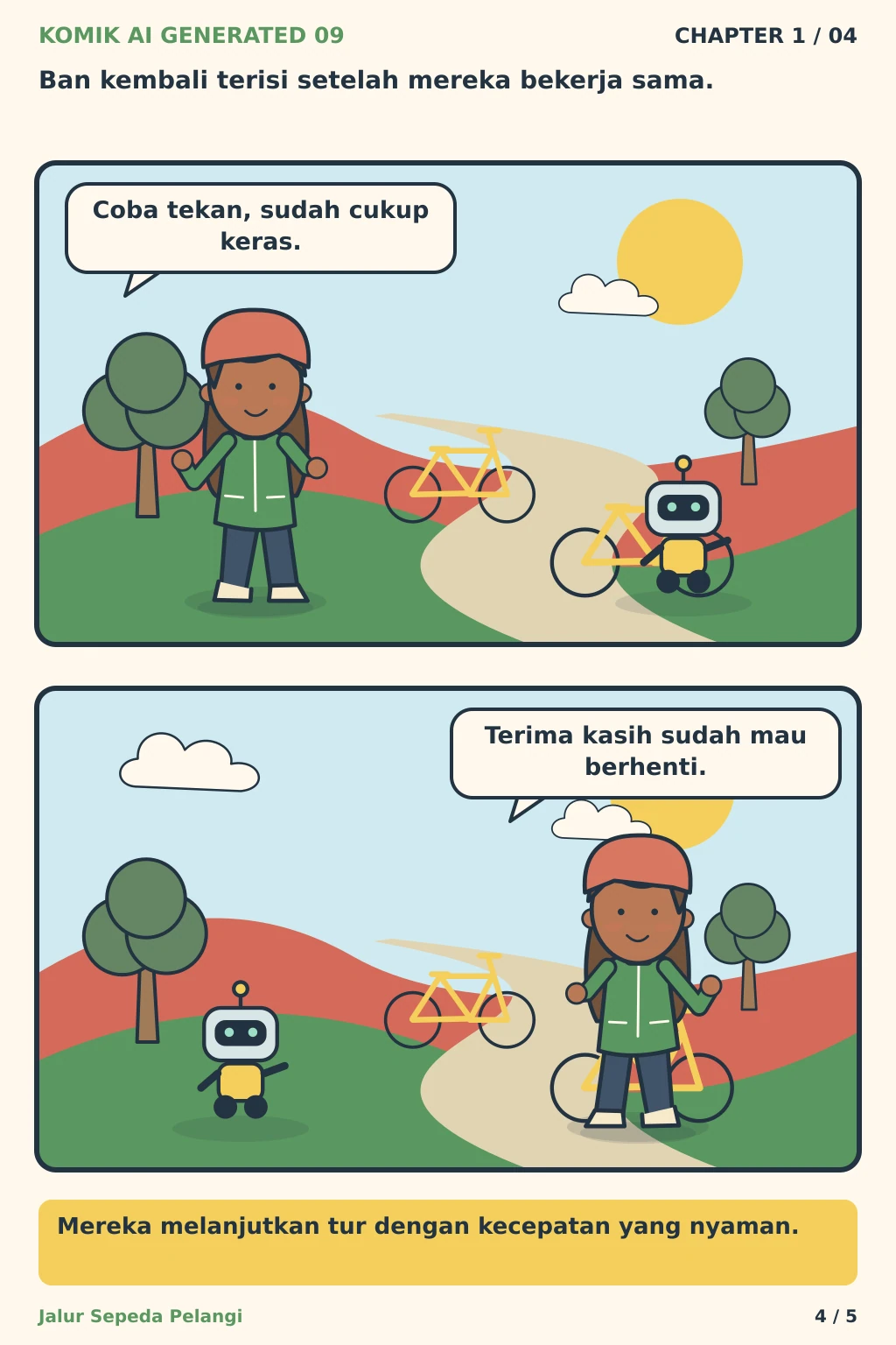Komik AI Generated 9 Chapter 1 halaman 4 - ilustrasi komik sederhana